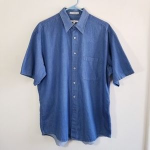 Perry Ellis Men's Blue Chambray Button Down Shirt